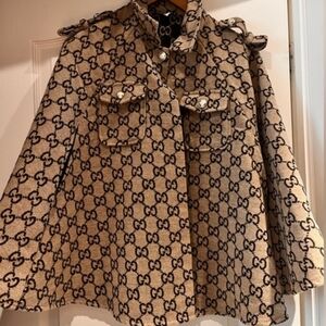 Beige Monogram Wool Cape Jacket